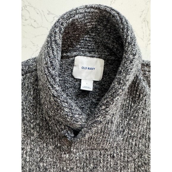 Old Navy Men Shawl Neck Pullover Gray Long Sleeve Sweater Button Size Large - Picture 2 of 10